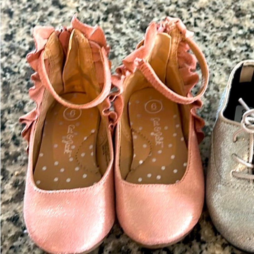 Pink zipper back flats